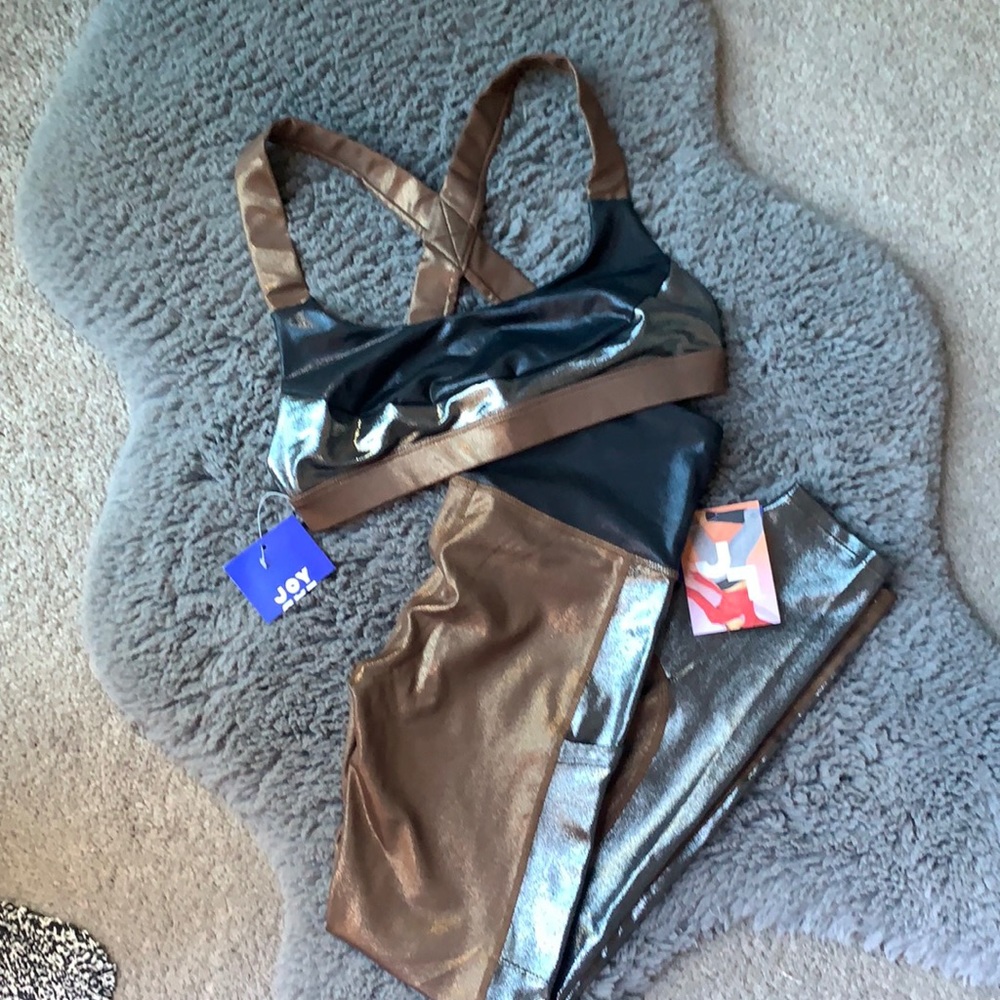 JoyLab 2pcs workout set Brown/Metallic Silver/Black
